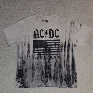 AC/DC Size XL Back In Black Graphic Tie-Dye Band Tee Short Sleeve T Shirt White